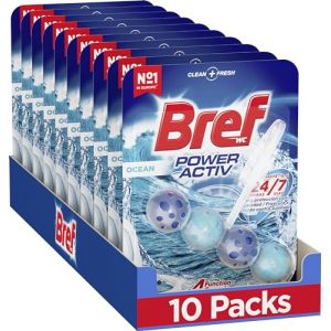 Bref Bref WC Power Activ Océan, nettoyant WC, nettoyage et fraîcheur pour vos toilettes, format stock de 10 paquets (TECHNOSMAR, neuf)