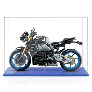 Grand Transparent Vitrine 50x20x35 avec Base Bleue,3mm Acrylique Anti Poussi&egrave;re Bo&icirc;te de Pr&eacute;sentation pour Moto Yamaha-MT-10 SP 42159 BMW M1000rr 42130 Ducati Panigale 42202 (AAABOX-FR, neuf)