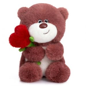 BEJOY Ours en peluche avec c&oelig;ur et rose - Jouet en peluche - Cadeau pour la Saint Valentin - Convient comme cadeau pour petite amie, enfant, anniversaire, Saint-Valentin (rose rouge, 28 cm) (BEJOY GLOBAL, neuf)