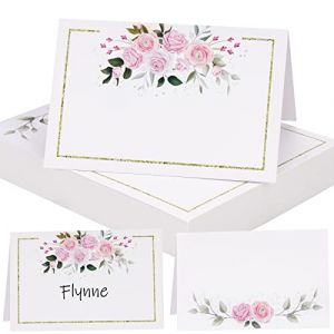 50pcs Marque Place Decoration Mariage 11 x 8,4 cm D&eacute;co Table Bapteme Faire Part de Anniversaire Cartons de Placement Porte Nom Carte R&eacute;ception F&ecirc;te C&eacute;r&eacute;monie, Rose (FIRFYeu, neuf)