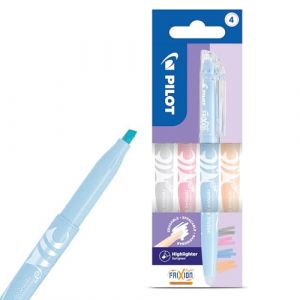 Pilot FriXion Light Natural Lot de 4 surligneurs effaçables Encre thermosensible sans bavure Pointe biseautée 4 mm avec clip pour journal, notes et bureau Gris clair, rose, bleu, orange (DLM Direct FR, neuf)