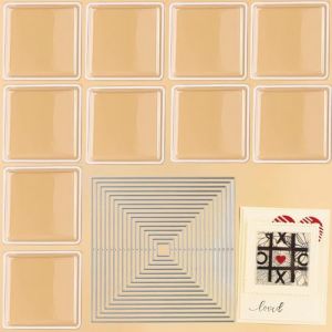 OTCRAFT Lot de 27 dômes 3D dimensionnels avec 17 matrices carrées en métal pour la fabrication de cartes, cercles adhésifs en plastique transparent pour la fabrication de cartes, les travaux manuels (OTTETCH-EU, neuf)