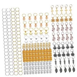 Mikikit 220 Pièces Ornement De Dreadlocks Coiffure Accessoire De Dreadlocks Ornement De Perruque Décoration De Cheveux Lot De Anneaux Créatifs Pour Pendentifs Pour Cheveux Couleurs Assorti (Famidago, neuf)