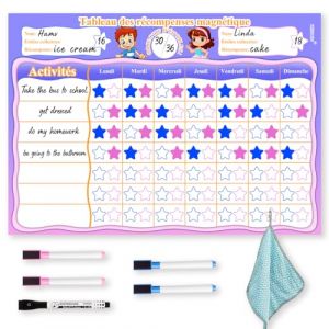 Tableau de Récompense Magnétique Enfant, Comportement et Routine Semainier Avec 5 Stylos - Pour Garçons et Filles, 34 X 24 cm, Français (LOVEXIU, neuf)