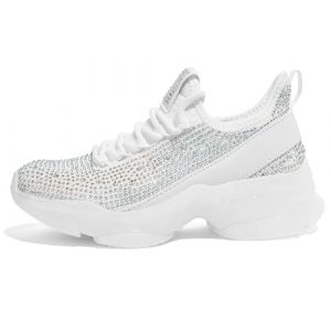 LUCKY STEP Baskets Brillantes Fille &ndash; Sneakers Slip-on avec Strass, L&eacute;g&egrave;res et Confortables pour Enfants, Chaussures &Eacute;cole avec Semelle en Gel (Strass Bianco, 13US-31EU-12UK) (KIP WOK, neuf)