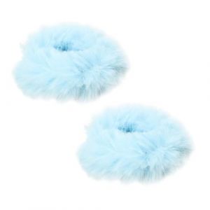 Lot de 2 &eacute;lastiques &agrave; cheveux en fourrure synth&eacute;tique - &Eacute;lastici Capelli Pelliccia - 2 pi&egrave;ces - Faux cheveux de lapin - Porte-queue de cheval (rezcenigz, neuf)