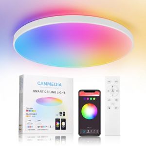 CHENBEN Plafonnier LED RGB Change Couleur Dimmable avec T&eacute;l&eacute;commande,Bluetooth Plafonnier Chambre,24W 3000K-6500K Lampe Plafond pour Chambre, Cuisine, Salon,Blanc (CHENBEN Lighting Store, neuf)