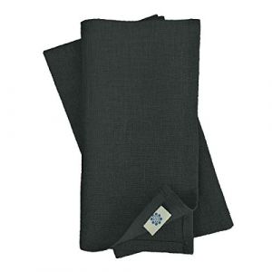 Linen & Cotton 4 Serviettes de Table en Tissu Hygge - 100% Lin, Noir (45 x 45 cm) Lavable Carr&eacute; pour Home Maison Salle &agrave; Manger Table Basse en Bois Cuisine Anniversaire Bapteme Mariage F&ecirc;te D&icirc;ner No&euml;l (Linen & Cotton Limited, neuf)