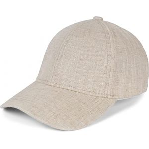 styleBREAKER Casquette de Baseball Unisexe en Lin | Casquette 6 Pans Réglable avec Visière Courbée | Casquette d'Été Respirante avec Boucle Métallique | Légère, Confortable & Stylée, Beige (styleBREAKER, neuf)