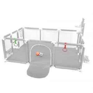 OHMG 180X120CM Parc Bebe,Parc Enfant,Grand Parc Bebe avec Barrières,Parc Bébé en Tissu Oxford, Parc De Jeux Bébé pour Appartement,Basketball Rack,2 Balles,2 Anneaux (C-Gris clair, 180 * 120 * 66cm) (jusiZL, neuf)