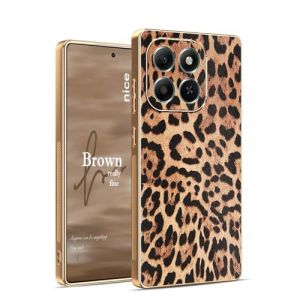YUEQIAN Coque pour Honor X6c 4G Case, &Eacute;tui Antichoc Classique en Cuir Motif L&eacute;opard Gu&eacute;pard Marron, Housse en Silicone TPU Souple Ultra Mince pour Femme. L&eacute;opard (YUEQIAN-EU, neuf)