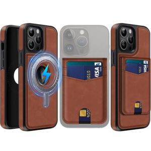 MOBESV 2 in 1 Coque en Cuir pour iPhone 14 Pro avec Portefeuille Support, &Eacute;tui Magn&eacute;tique Compatible avec MagSafe, Housse avec Porte Cartes &Eacute;l&eacute;gant (Marron) (NineFox, neuf)