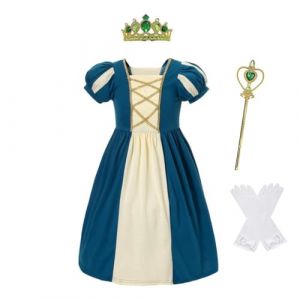 Lito Angels Deguisement Robe Princesse Merida Rebelle avec Accessoires pour Enfant Fille Taille 10-11 ans, Sarcelle Foncé (étiquette en tissu 150) (Lito Angels FR, neuf)