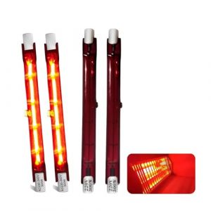 Ampoule Infrarouge 300W Dimmable, Ampoule Chauffante Infrarouge R7s 300W 118mm, 240V Lampe Halog&egrave;ne Chauffage Quartz 300LM, Tubes Rubis de Patio pour Chauffage Heatmaster U3, 10mm &Oslash;, Paquet de 4 (JHKEJI, neuf)