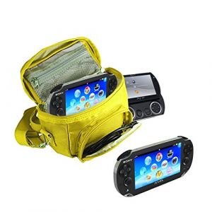 Orzly® Sacoche Bandoulière Universelle Haute Qualité Multi pour consoles portables Sony PSP - Convient à toutes les versions: PSP STREET / PSP 3000 / PSP GO / PSP 1000 / PSP 2000 / PS Vita - SAC PORTABLE avec compartiments spécialement conçus pour ranger: