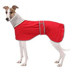 Geyecete Manteau Chien Hiver,Pull Chien pour lévriers,Manteau Chien Chaud à col Montant pour Levriers/Whippet, Manteaux pour Chiens de Taille Moyenne et Grande, avec Ceinture réglable-Rouge-L (PetHuiy, neuf)