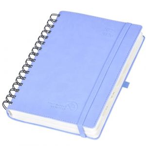 POPRUN Agenda 2025 2026 Journalier 21,5 x 14,5 cm, D'Août 2025 à Juil 2026 12 Mois 1 Page par Jour A5 Agenda, Planner Scolaire Couverture Souple en PU Cuir Spirale, Papier 80g/m², Bleu bleuet (Time Works Wonders, neuf)