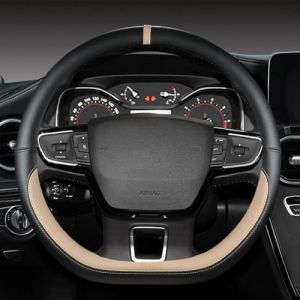 pour Suzuki Ignis 2016-2024 Couvre Volant Voiture Housse de Volant Cuir PU Antid&eacute;rapant Respirant Prot&egrave;ge Int&eacute;rieur Accessoires,B/Beige (suyanbinlailea, neuf)