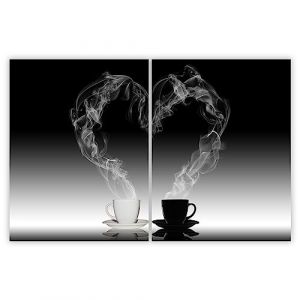 SMTDeco Protection plaque de cuisson, vitroc&eacute;ramique, verre tremp&eacute;, pour cuisini&egrave;res &eacute;lectrique, &agrave; induction,planche &agrave; d&eacute;couper 2 x 40x52 cm Lot de 2 motif "Caf&eacute;" Noir (SMTDeco, neuf)