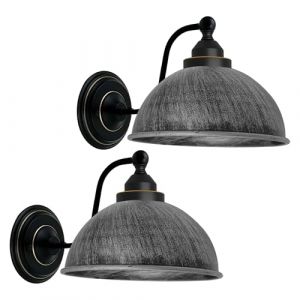 LEDSone Lot de 2 Applique Murale Industrielle Lampe de Plafond de Style Edison M&eacute;tal Plafonnier R&eacute;tro uminaires Int&eacute;rieur pour Cuisine Salle &agrave; Manger Chambre Restaurant Bar (Argent Bross&eacute;) (LEDSONE, neuf)