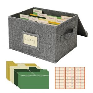 Vienrose Boîte de Rangement Pour Cartes de Vœux Avec 20 Séparateurs Amovibles, 84 Étiquettes Autocollantes, Idéale Pour Photos, Enveloppes, Scrapbooking, Papiers, Stickers – 1 Lot Gris (Vienrose EU, neuf)