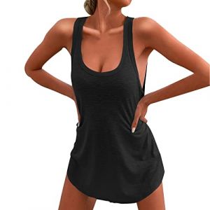 Robe Grande Taille Femme - Femmes &eacute;t&eacute; Grande Taille Robes de r&eacute;servoir Couleur Unie Mini Robe col en U Coton Ourlet irr&eacute;gulier Robe Hors &eacute;paule Robe de Plage Robe Mari&eacute;e (Mengha (7-15 jours de livraison), neuf)