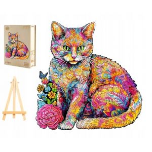 PASJO Puzzle en bois chat adulte 300 pi&egrave;ces 34,4 x 33,8 cm pi&egrave;ces de puzzle en forme d'animaux Creative Jigsaw Bo&icirc;te en bois Mini chevalet (PASJO, neuf)