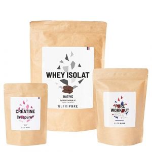 Nutripure | Pack Prise de Muscles | Whey Isolate Native + Créatine Monohydrate Poudre + Pre Workout (EAA, BCAA) | Idéal pour Musculation, Prise de Masse Musculaire, Fatigue Musculaire | Goût Chocolat (NUTRIPURE, neuf)