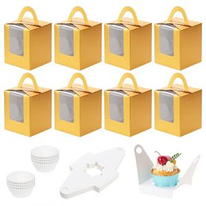 Coolty 50 Pièces Boîtes à Cupcakes 1 Trou Boîte à Muffins en Papier Boite Gateau avec 100 Pièces Moules à Cupcakes pour Pâtisseries, Biscuits, Petits Gâteaux, Tarte, Cupcakes Pie (Or) (Boarimm, neuf)