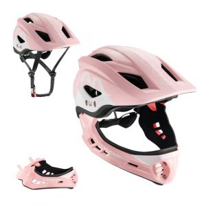 ROCKBROS Casque BMX d'enfant, Casques Intégral Vélo VTT, Casque Complet pour Garçon Fille Anti-Choc Menton Protection Détachable Rose S (RockBrosbike, neuf)