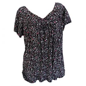 T-Shirt &Agrave; Manches Courtes pour Femmes avec Col en V Imprim&eacute; Floral,Chemisiers Et Blouses De Style Boheme Hauts Tunique &Eacute;t&eacute;,Chic Et &Eacute;l&eacute;gant Tee Shirt Grande Taille,Chemisier Femme Pas Cher (Wyongtao❖, neuf)