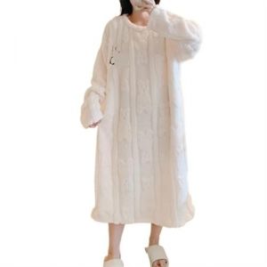 SHDEYAVK, Chemise De Nuit Femme Hiver Hiver Grande Taille &agrave; Manches Longues &eacute;pais Chaud Flanelle Chemises de Nuit Femmes en Vrac Corail Velours v&ecirc;tements de Nuit Robe de Nuit Chemise de Nuit(A,XL) (zhilirongxiang, neuf)