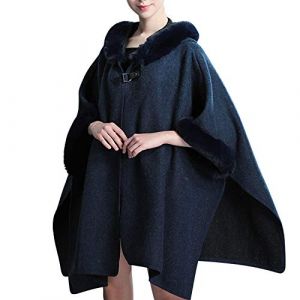De feuilles Poncho &agrave; Capuche Cape en Fausse Fourrure de Manches Chauve-Souris Cardigan Manteau Hiver &Eacute;l&eacute;gant &Eacute;pais (StarTreene EU, neuf)