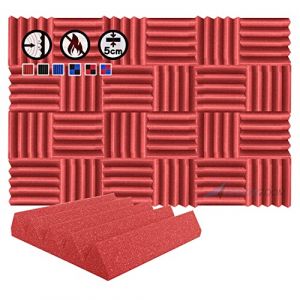 Arrowzoom 24 Polyurethane Wedge Panneaux Mousse Acoustiques 25x25x5cm Correction Phonique anti bruit Retardateur flamme studio d'enregistrement absorbant acoustique Podcasting 1134 Rouge (ArrowEU (Livraison rapide 7-14 jours), neuf)