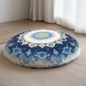 DAWNYIELD Coussin de Méditation Ronds, Coussin de Sol Ergonomique avec Housse Amovible et Lavable, 80 cm Grand Coussin de Yoga pour Adultes avec Accents Pompons, Usage Intérieur/Extérieur, Vert (DAWNYIELD, neuf)