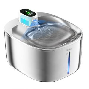 WILKIEE Fontaine a Eau Chat, 4,1 L Fontaine a Eau Chat sans Fil INOX Detecteur de Mouvement, Distributeur Eau a Pile, Pompe Silencieuse, Multifiltration (Wilkiee Pet Store, neuf)