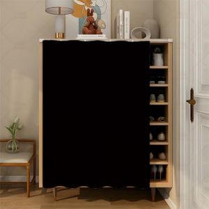 Fasbuy Rideau Armoire Cuisine Courts avec Sangles Auto, Meuble Rideau Cache Placard Anti Poussi&egrave;re pour sous Evier, Cuisine Porte de Placard, &Eacute;tag&egrave;res (Noir,H100x50cm) (Fasbuy, neuf)