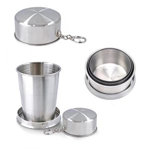 LINTRA 2 Pièces Verre Pliable de Voyage, Acier Inoxydable Gobelet Retractable 150 ml, Portable Tasse Pliable Inox, pour Maison, Voyages et Déplacements Professionnels (LINDBACH TRADING LTD, neuf)
