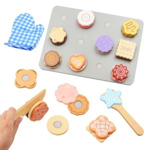 Coriver Cuisine Accessoire Enfant-Jouet Bois Biscuits &agrave; Cuire pour Dinette Enfant, Aliments en Bois pour Cuisine, Jouet &Eacute;ducatif &Eacute;veil Montessori, Cadeau d'anniversaire pour B&eacute;b&eacute; 3+ Gar&ccedil;on Fille (Coriver, neuf)