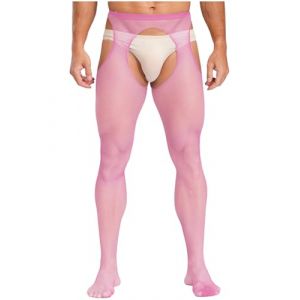 Alvivi Collant Ouvert Entrejambe Homme Sissy Lingerie Collant Transparent Bas R&eacute;sille V&ecirc;tement De Nuit Stocking Rose Taille Unique (Acfunny-eu, neuf)