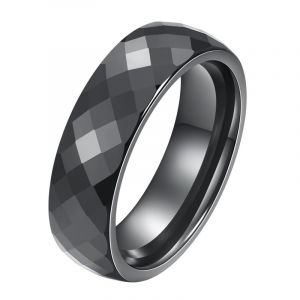 Joievievie 6MM Bague en C&eacute;ramique &agrave; Facettes Anneau Noire Couple Bijoux Homme Femme Alliance Fian&ccedil;ailles Mariage Taille 49 (Joielavie, neuf)