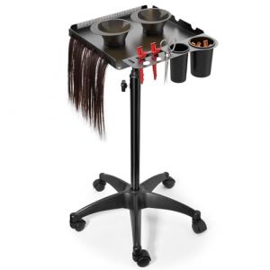 Chariot de plateau à roulettes, chariot à roulettes pour outils de salon, plateau en métal à hauteur réglable à 2 côtés pour la coloration des cheveux, coiffeur, soins capillaires (WAROOMGAO, neuf)