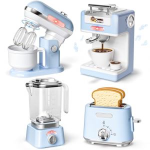 Toyssa Kit Cuisine Enfant avec Cafetiere Mixeur Batteur Grille Pain, Appareils de Cuisine avec Lumière Sonore, Accessoire Ustensile Cuisine Enfant Dinette Jouet Cadeau Fille Garçon 3 4 5 6 7 8 Ans (Toyssa EU, neuf)
