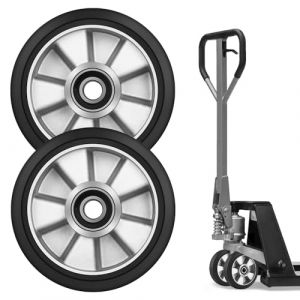 Lot de 2 roulettes en caoutchouc pour transpalette, 200 x 50 mm, avec roulement &agrave; billes pour chariot &eacute;l&eacute;vateur, axe 20 mm, diam&egrave;tre 200 mm, largeur 50 mm, charge maximale : 1500 kg (DEYINENGLTD, neuf)