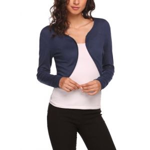 Hotouch Bol&eacute;ro Femme Cardigan Court Festif Manches Longues Veste Bol&eacute;ro pour Robe &Eacute;l&eacute;gant Ouvert Devant Cardigan D&eacute;contract&eacute; Top Bleu S (Hotouch Store, neuf)