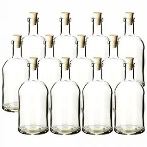 gouveo Lot de12 Bouteilles en Verre 500 ML Classiques avec Bouchons (SK) - Bouteille Vide 0,5 l en Verre à remplir - Bouteille en Verre pour Liqueur, gin, Huile, vinaigre (KFT500SK) (flaschendiscount, neuf)