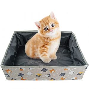 Litiere de Voyage pour Chat Pliable XL, Bac Litiere pour Chats Portable, Durable, Imperméable, Facile à Nettoyer pour Voyage, Camping, l'intérieur, Extérieur, Car, Parc, 47 * 36 * 13cm (Chaton) (Litu Direct, neuf)