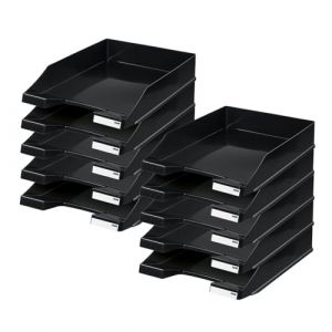 HAN 1027-X-13, corbeille &agrave; courrier KLASSIK, moderne, &eacute;l&eacute;gante et de look haute brillance. Lot de 10 unit&eacute;s, noir (Stock Bureau Maison Bien-&ecirc;tre, neuf)