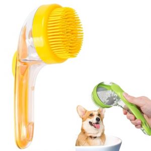 Brosse de lavage pour chien avec distributeur de savon - Brosse de bain pour chien - Avec fonction de lavage - Magie de lavage pour animaux de compagnie - Jaune (aomean, neuf)