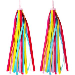 EKKONG Ruban Velo Enfant 1 Paire Enfants Poignee V&eacute;lo Banderole Rubans Couleur Decoratif Scooter Accessoires Adapt&eacute;s aux V&eacute;los, Scooters et Tricycles pour Enfants (Jaune-Rose) (Aermeng, neuf)